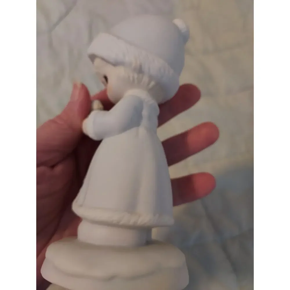 Precious Moments Figurine - May your Christmas By Merry 1991 EUC (# on coat)